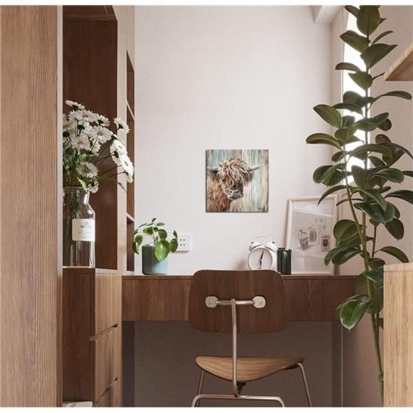 Highland Cow Picture Wall Decor Canvas Painting Art Vintage Country Farmhouse - Picture 2 of 9